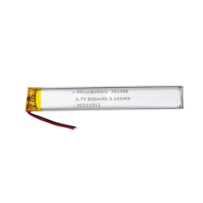 3.7V 850mAh 701488 ชุดแบตเตอรี่ Lipo แคบพิเศษแบบกำหนดเองสำหรับอุปกรณ์การแพทย์พกพา