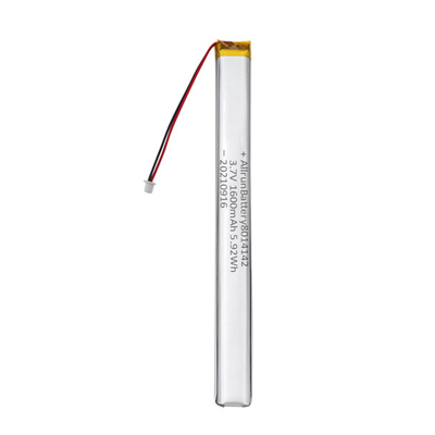 ปลอดภัย 3.7V 1600mAh แบตเตอรี่ LiPo แบบกำหนดเอง แบตเตอรี่ลิเธียมโพลิเมอร์แคบพิเศษสำหรับเครื่องบันทึกเสียง