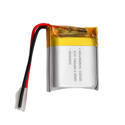 แบตเตอรี่ LiPo น้ำหนักเบาแบบกำหนดเองแบบชาร์จใหม่ได้ 3.7 V 700mAh 102530