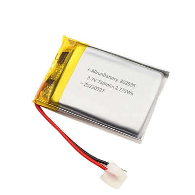 ความปลอดภัยของแบตเตอรี่ลิเธียมโพลิเมอร์สี่เหลี่ยมผืนผ้า 3.7 V 750mAh แบตเตอรี่ LiPo