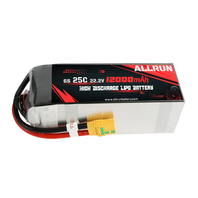 RC 25C 6S 12000mAh แบตเตอรี่ LiPo 22.2V High C Rate Battery Pack