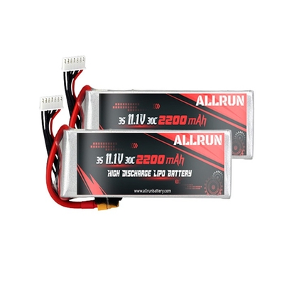 3S1P 30C แบตเตอรี่ LiPo สูง 11.1V 2200mAh สำหรับเครื่องบิน RC