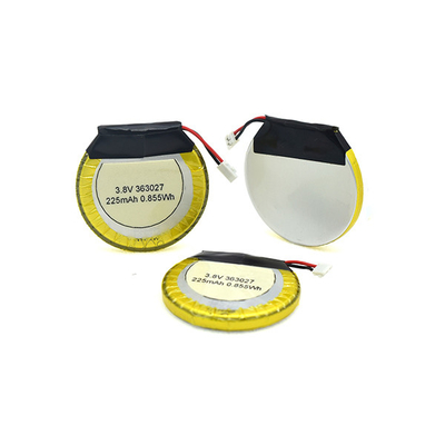225mAh 3.8 V Li Polymer Battery แบบกลม / แบตเตอรี่ LiPo สำหรับหูฟังบลูทูธ