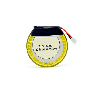 225mAh 3.8 V Li Polymer Battery แบบกลม / แบตเตอรี่ LiPo สำหรับหูฟังบลูทูธ