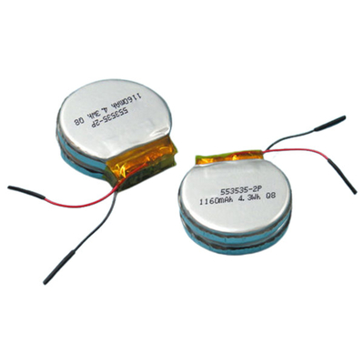 แบตเตอรี่ LiPo 1160mAh แบบกำหนดเองทางการแพทย์ 3.7 V แบตเตอรี่ลิเธียมโพลิเมอร์ 1S2P