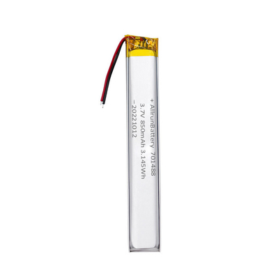 3.7V 850mAh 701488 ชุดแบตเตอรี่ Lipo แคบพิเศษแบบกำหนดเองสำหรับอุปกรณ์การแพทย์พกพา