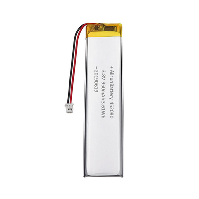 อุปกรณ์อิเล็กทรอนิกส์ที่สวมใส่ได้ แบตเตอรี่ LiPo แคบพิเศษ 3.8V 950mAh 452080