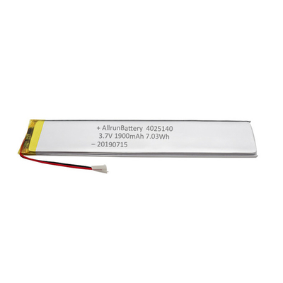 1900mAh 3.7 V แบตเตอรี่ LiPo แบบกำหนดเองแบบแคบเป็นพิเศษ ความน่าเชื่อถือสูงแบบชาร์จใหม่ได้