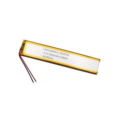 แบตเตอรี่ลิเธียมโพลิเมอร์ 3.7V 2650mAh แบตเตอรี่ LiPo แบบกำหนดเองแคบพิเศษ 6 มม