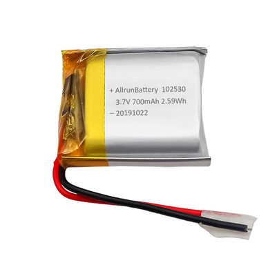 แบตเตอรี่ LiPo น้ำหนักเบาแบบกำหนดเองแบบชาร์จใหม่ได้ 3.7 V 700mAh 102530