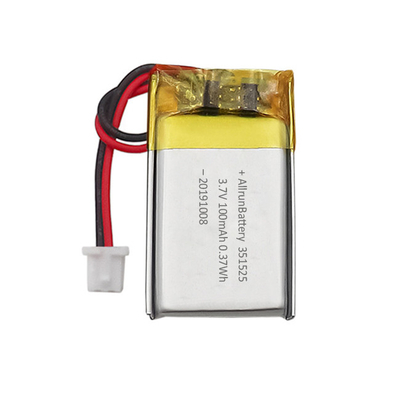 0.37Wh 3.7V 100mAh แบตเตอรี่ LiPo ขนาดเล็กแบบชาร์จใหม่ได้ 351523