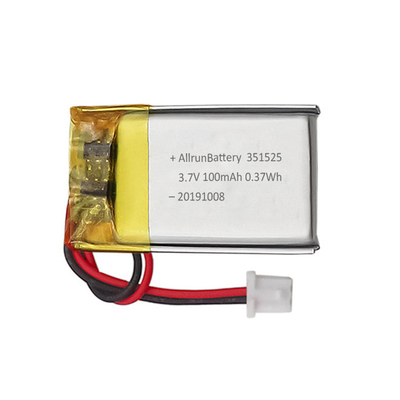 0.37Wh 3.7V 100mAh แบตเตอรี่ LiPo ขนาดเล็กแบบชาร์จใหม่ได้ 351523
