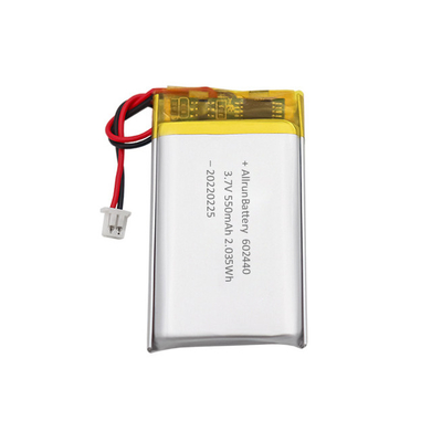 แบตเตอรี่ LiPo แบบบางที่ทรงพลังแบบกำหนดเอง 3.7 V 550mAh 602440