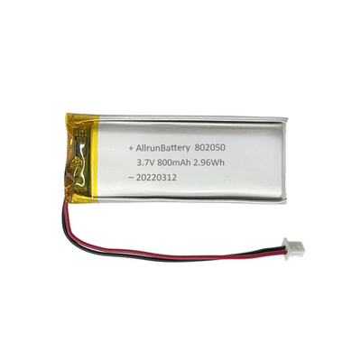 แบตเตอรี่รูปทรงสี่เหลี่ยมผืนผ้าบาง 1C แบบชาร์จใหม่ได้ 3.7 V แบตเตอรี่ LiPo 800mAh