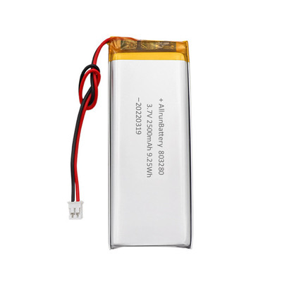 แบตเตอรี่รูปทรงสี่เหลี่ยมผืนผ้าแบบกำหนดเองแบบชาร์จใหม่ได้ 3.7 V 2500mAh แบตเตอรี่ LiPo