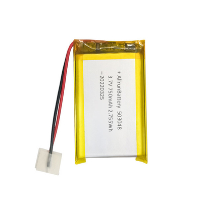 แบตเตอรี่ลิเธียมโพลิเมอร์แบบชาร์จไฟสี่เหลี่ยมผืนผ้า 3.7V 750mAh แบตเตอรี่ LiPo