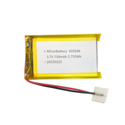 แบตเตอรี่ลิเธียมโพลิเมอร์แบบชาร์จไฟสี่เหลี่ยมผืนผ้า 3.7V 750mAh แบตเตอรี่ LiPo