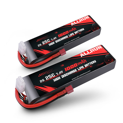 1000mAh 2S แบตเตอรี่ LiPo ที่มีการคายประจุสูง 25C 7.4V Li Polymer Battery Pack