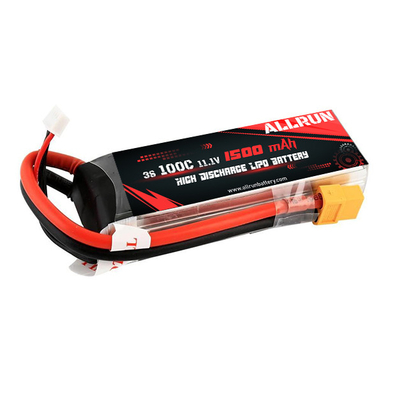 ชุดแบตเตอรี่ LiPo แบบชาร์จไฟได้สูง 100C 1500mAh 3S 11.1V