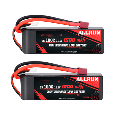 ชุดแบตเตอรี่ LiPo แบบชาร์จไฟได้สูง 100C 1500mAh 3S 11.1V