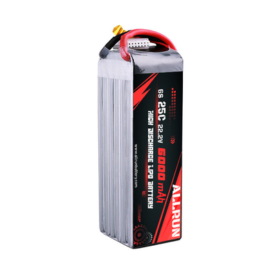 แบตเตอรี่ลิเธียมทางการแพทย์ 22.2V 25C อัตรา C สูง 6S 6000mAh LiPo แบตเตอรี่