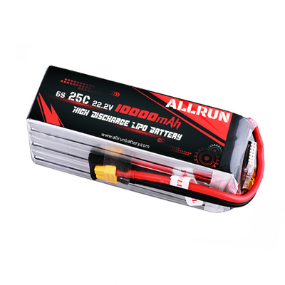 22.2V 6S 10000mAh แบตเตอรี่ LiPo 25C High C อัตราแบตเตอรี่ LiPo