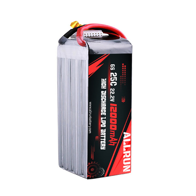 RC 25C 6S 12000mAh แบตเตอรี่ LiPo 22.2V High C Rate Battery Pack