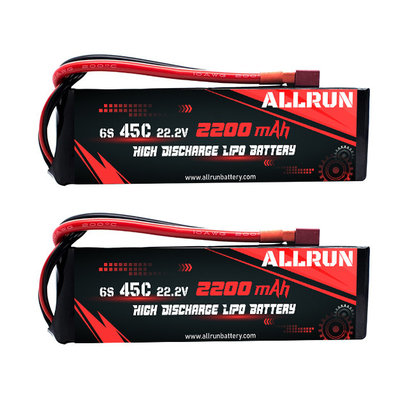 อุปกรณ์การแพทย์ 45C 6S 22.2V 2200mAh ชุดแบตเตอรี่ LiPo ที่มีการคายประจุสูง