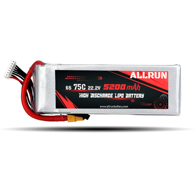 9048155 75C 22.2V 6S 5200mAh ชุดแบตเตอรี่ LiPo ที่มีการคายประจุสูง