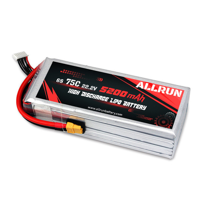 9048155 75C 22.2V 6S 5200mAh ชุดแบตเตอรี่ LiPo ที่มีการคายประจุสูง
