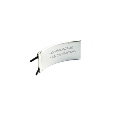 1C 3.7 V LiPo แบตเตอรี่แบบชาร์จได้ 210mAh แบตเตอรี่ลิเธียมโพลิเมอร์แบบโค้ง