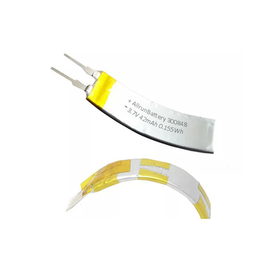 แบตเตอรี่ลิเธียมไอออนโพลิเมอร์ 42mAh 3.7 V แบบโค้งสำหรับอุปกรณ์อัจฉริยะ IoT
