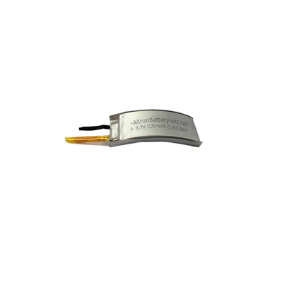 แบตเตอรี่ LiPo แบบโค้งอันทรงพลัง 225mAh 3.7V แบตเตอรี่ลิเธียมโพลิเมอร์แบบชาร์จใหม่ได้