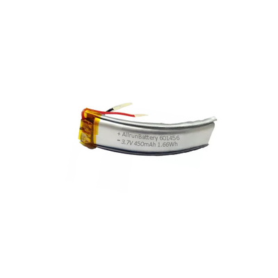 แบตเตอรี่ลิเธียมโพลิเมอร์ทรงโค้งอันทรงพลัง 601456 3.7 V 450mAh LiPo Battery