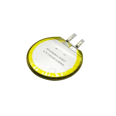 ปลอดภัย 3.7V 135mAh แบตเตอรี่ LiPo แบบกลม แบตเตอรี่ลิเธียมโพลิเมอร์แบบกำหนดเองที่เชื่อถือได้