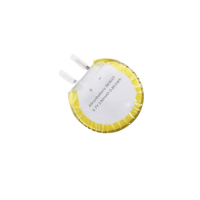 เซลล์แบตเตอรี่ LiPo แบบกลมแบบกำหนดเอง 3.7V 230mAh 383027 ด้วยรูปทรงที่ไม่ซ้ำใคร