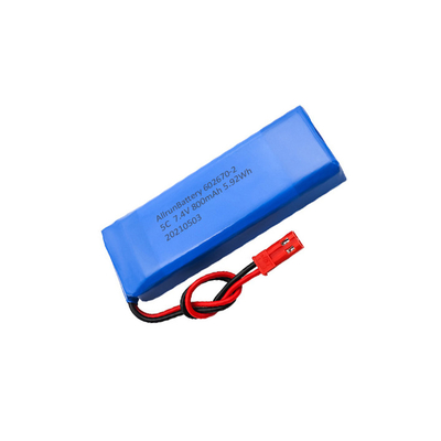 แบตเตอรี่ลิเธียมทางการแพทย์ 5C 2S1P 7.4 V 800mAh ชุดแบตเตอรี่ LiPo