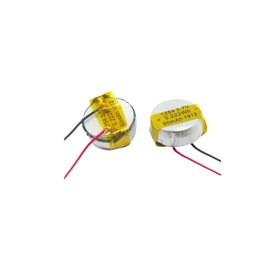 ปุ่ม Li Poly แบตเตอรี่ 1254 อันทรงพลัง 3.7 V 60mAh แบตเตอรี่ LiPo