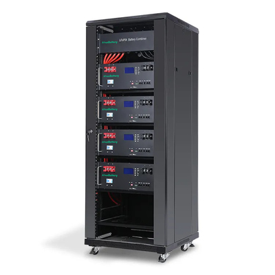 20KW 48V 51.2V Energy Storage Battery Pack ชั้นวางเซิร์ฟเวอร์แบบวางซ้อนกันได้ LiFePO4 แบตเตอรี่