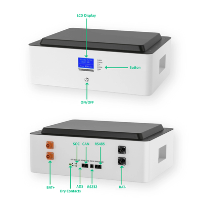 51.2V 100Ah 5KWh แบตเตอรี่แบบติดตั้งบนชั้นวาง 6000 เท่าสำหรับระบบพลังงานแสงอาทิตย์
